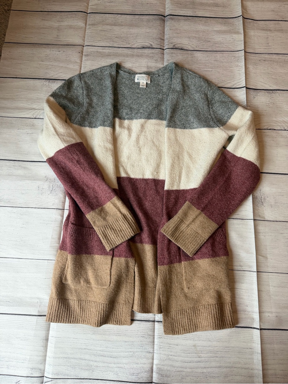 Women's Market & Spruce Striped Open-Front Women's Cardigan
